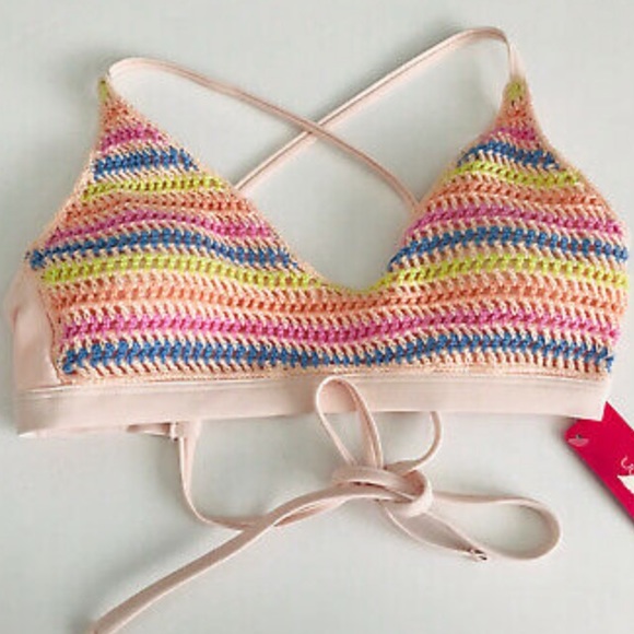 Multicolored Knit Criss-Cross Bikini Top - Picture 4 of 4